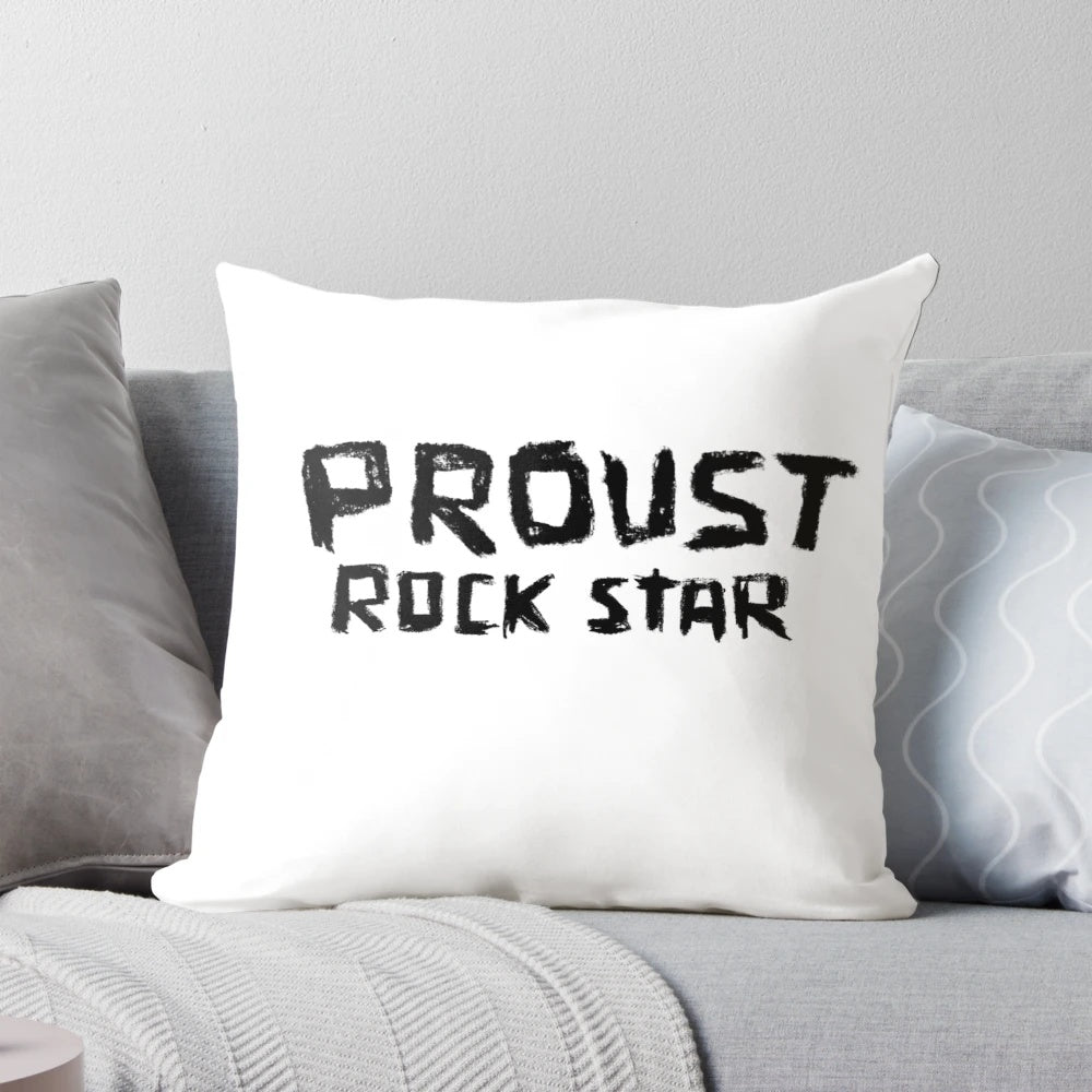 Decorative pillow featuring a portrait of renowned French writer Marcel Proust