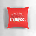 Pillow featuring the text "LIVERPOOL SIX TIMES CHAMPIONS OF EUROPE" and images of Liverpool FC players