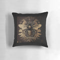 A decorative pillow featuring the iconic Manchester worker bee design, a symbol of Manchester pride.