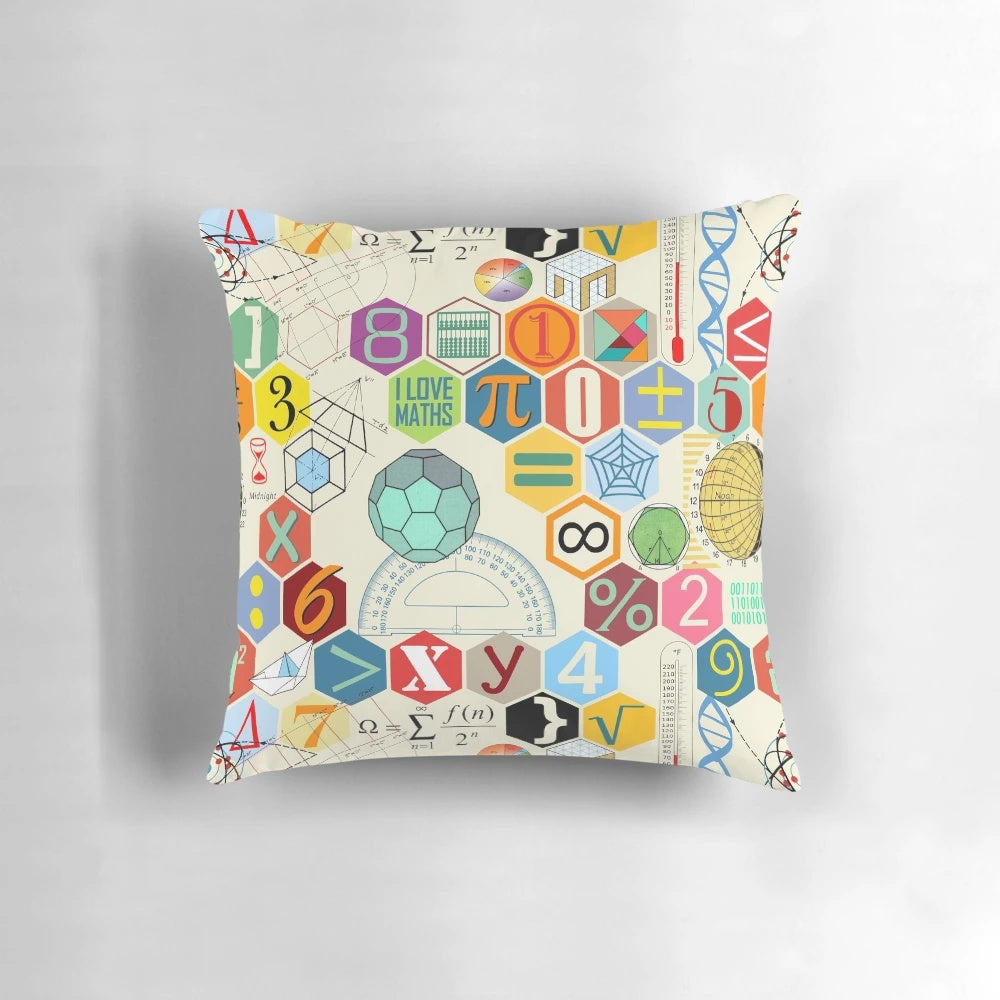 A cozy throw pillow featuring a captivating mathematical formula design.