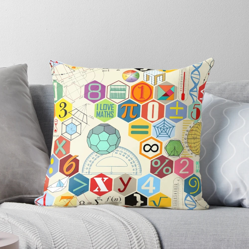 A cozy throw pillow featuring a captivating mathematical formula design.