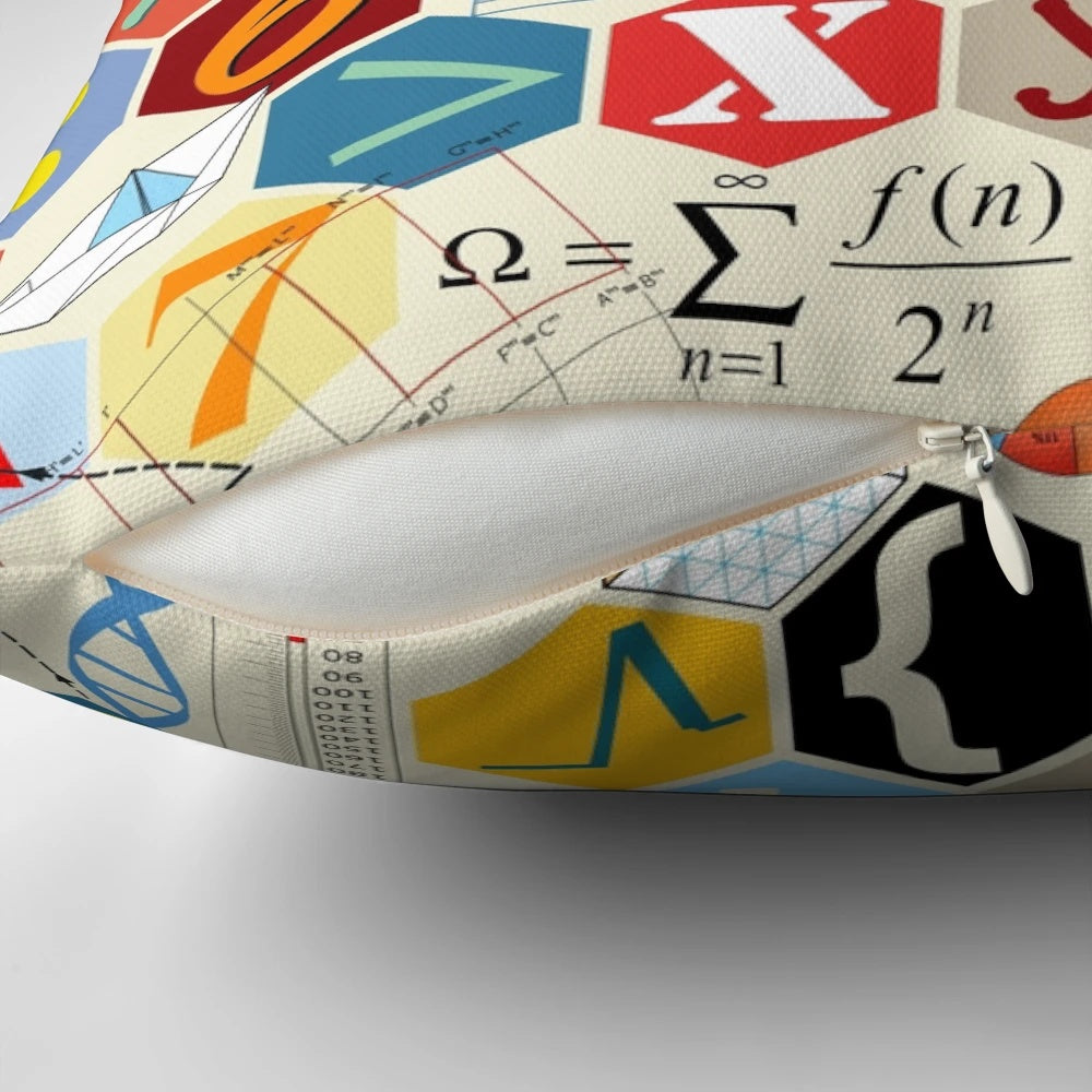 A cozy throw pillow featuring a captivating mathematical formula design.