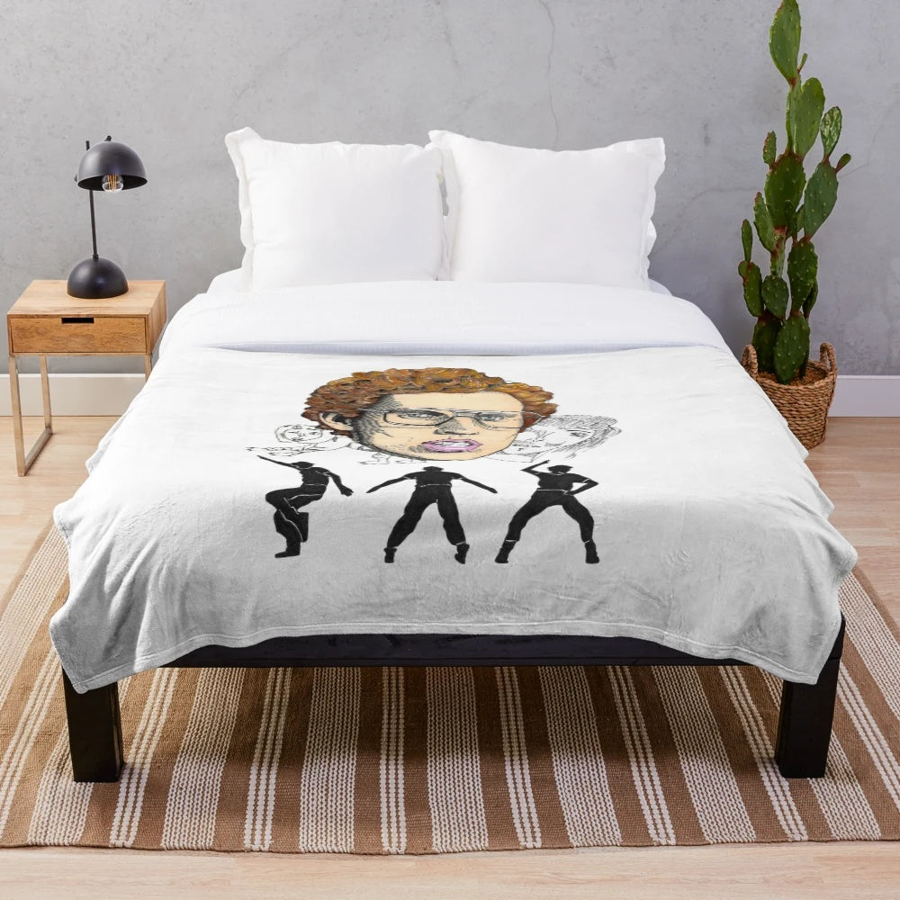 Napoleon Dynamite-inspired plush blanket featuring the iconic character