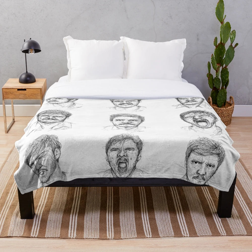 Pedro Pascal portrait printed on a cozy plush blanket