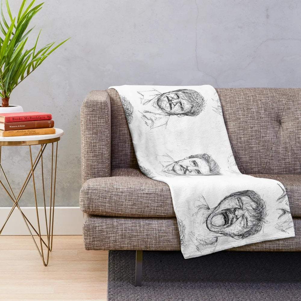 Pedro Pascal portrait printed on a cozy plush blanket