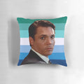 Colorful gay pride flag-inspired pillow with the character Krycek from the TV series The X-Files