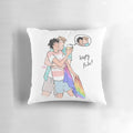 Colorful pride-themed decorative pillow featuring rainbow design