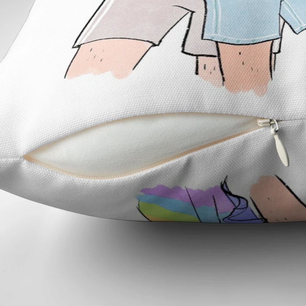 Colorful pride-themed decorative pillow featuring rainbow design
