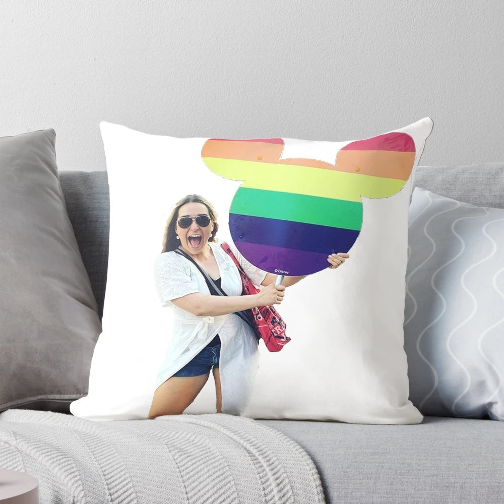 Jessica Vosk Pride Pillow, a colorful and stylish decorative pillow featuring the pride flag