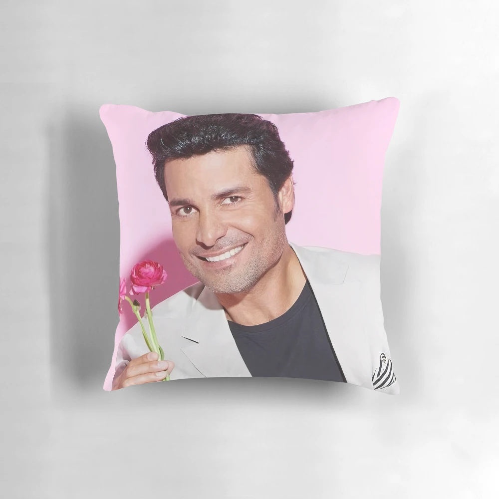 Decorative pillow featuring image of Puerto Rican singer Chayanne