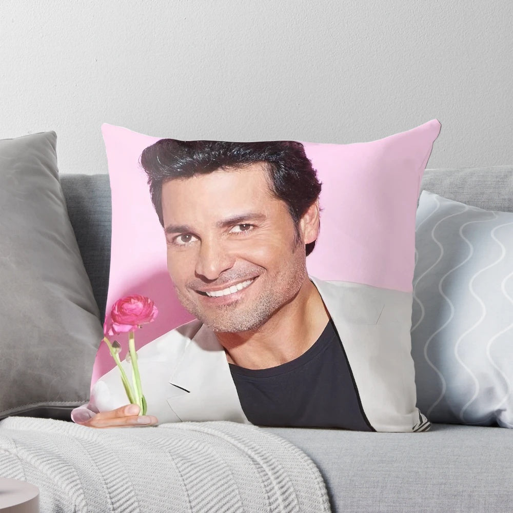 Decorative pillow featuring image of Puerto Rican singer Chayanne