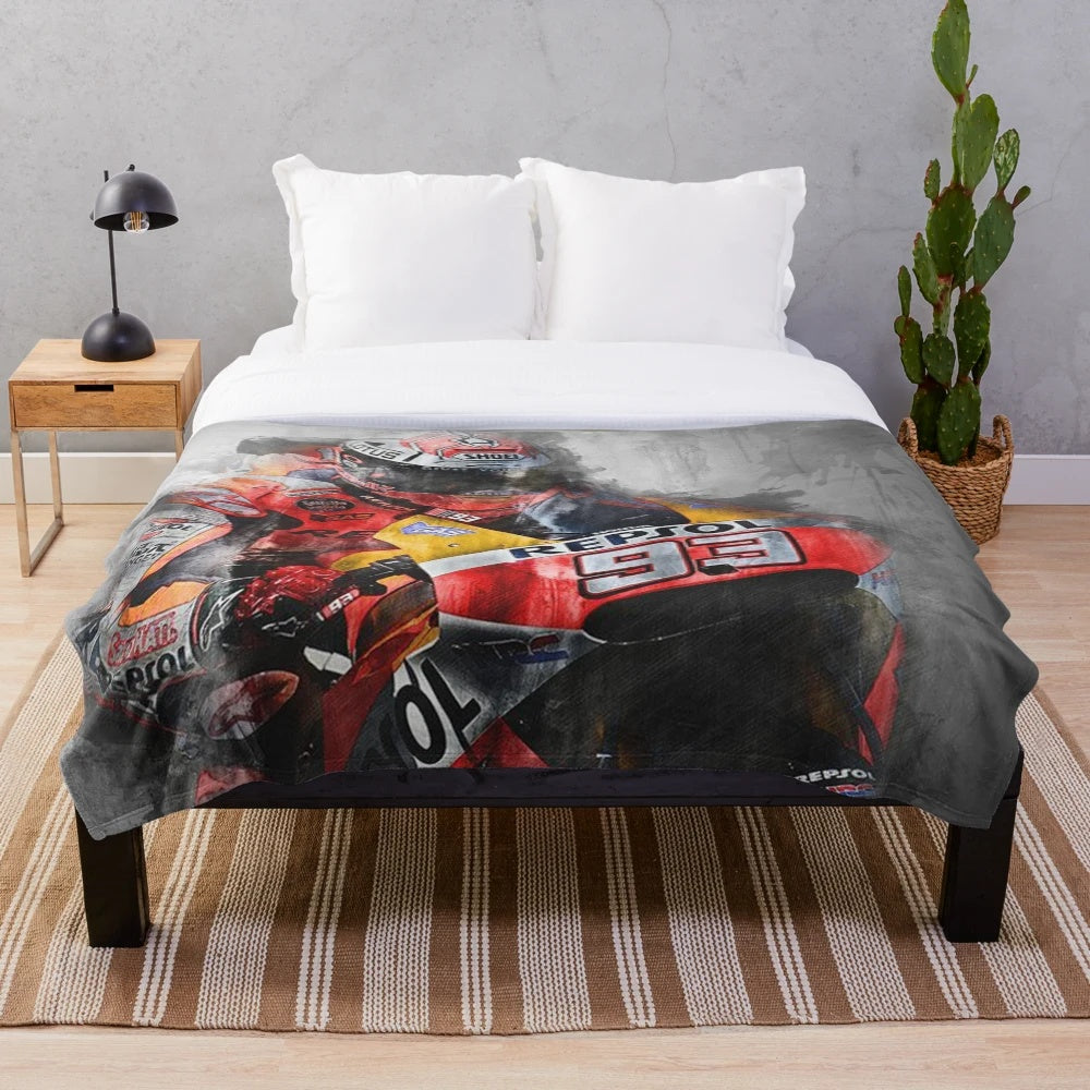 MM 93 Plush Blanket featuring Marc Marquez's racing number and motif