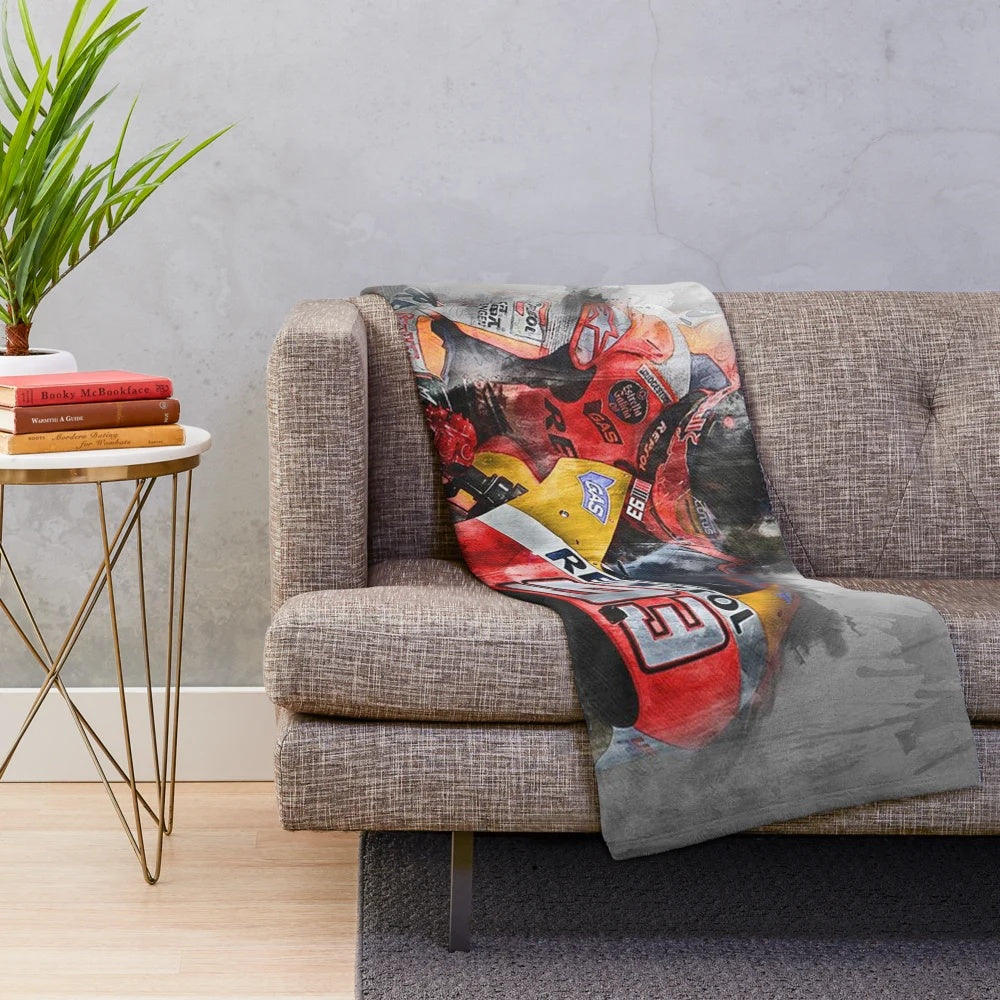 MM 93 Plush Blanket featuring Marc Marquez's racing number and motif