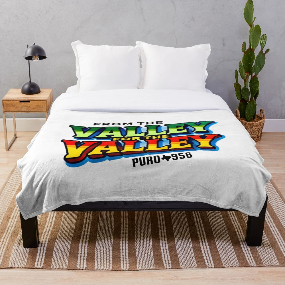 Puro 956 inspired plush blanket featuring valley culture and community spirit