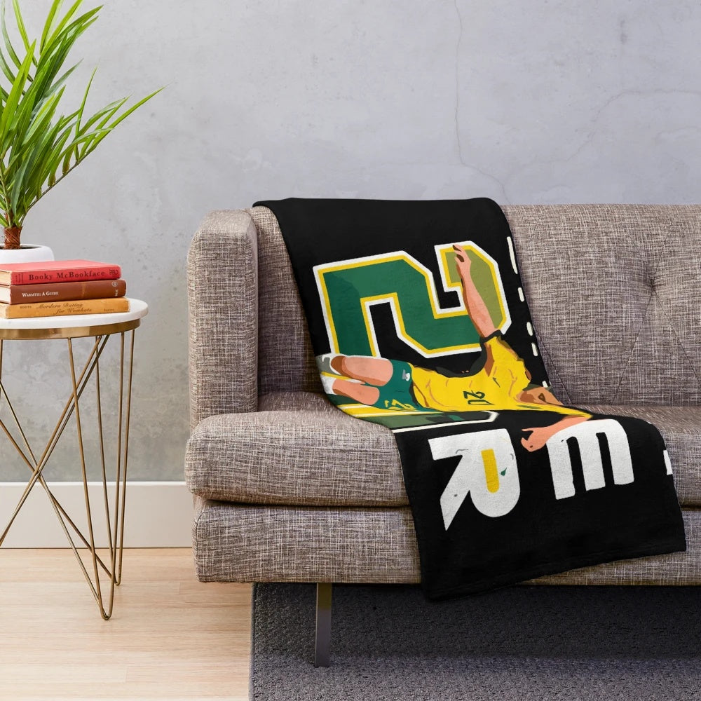 Soft plush blanket featuring soccer player Sam Kerr