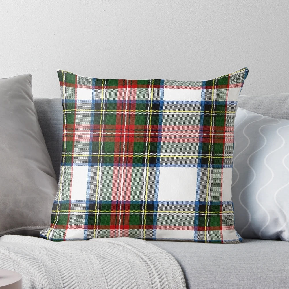 Vibrant tartan plaid pattern pillow featuring the classic Clan Stewart tartan design.