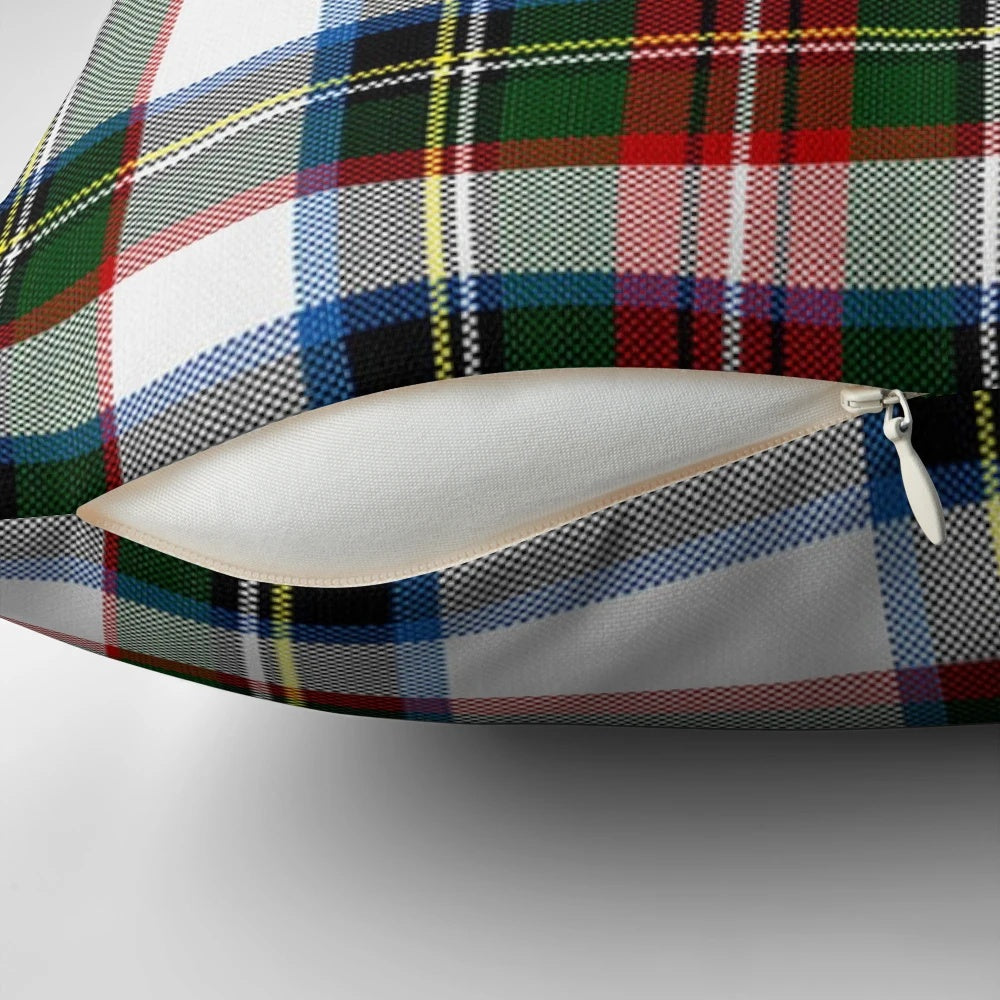 Vibrant tartan plaid pattern pillow featuring the classic Clan Stewart tartan design.