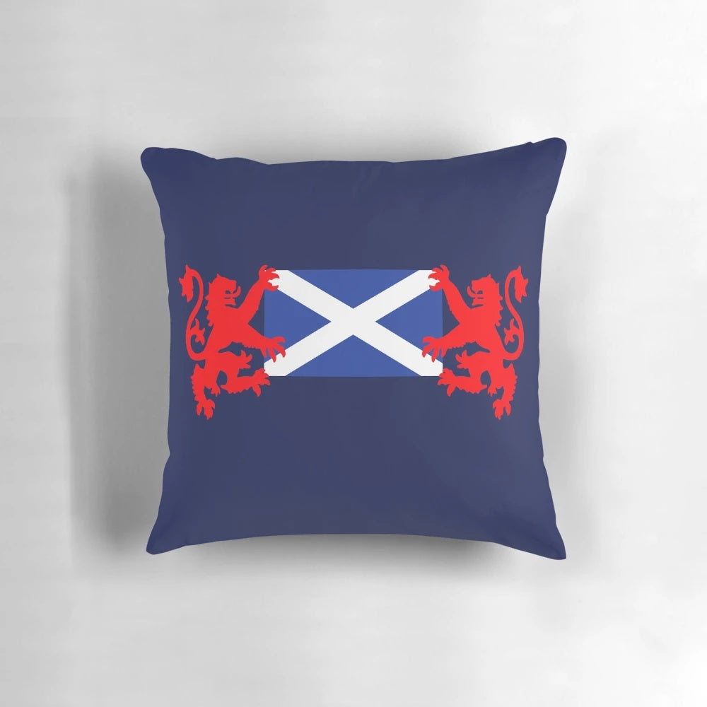 Saltire and Lions Rampant Pillow, featuring the Scottish national symbol