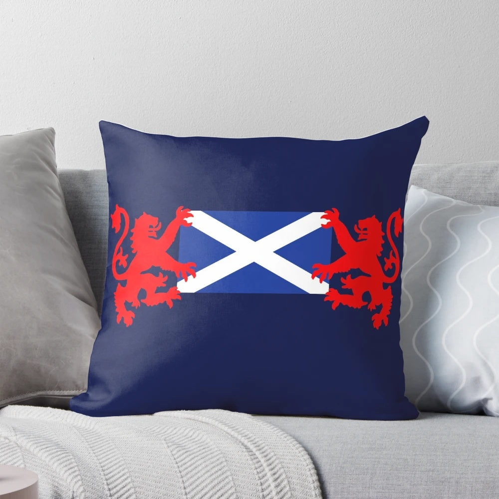 Saltire and Lions Rampant Pillow, featuring the Scottish national symbol