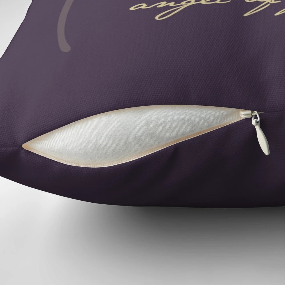 Decorative throw pillow featuring an angel design in tribute to Sylvia Pankhurst and the women's suffrage movement