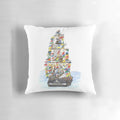 Pillow featuring a watercolor and ink sketch of the Gasparilla Pirate Festival in Tampa, Florida