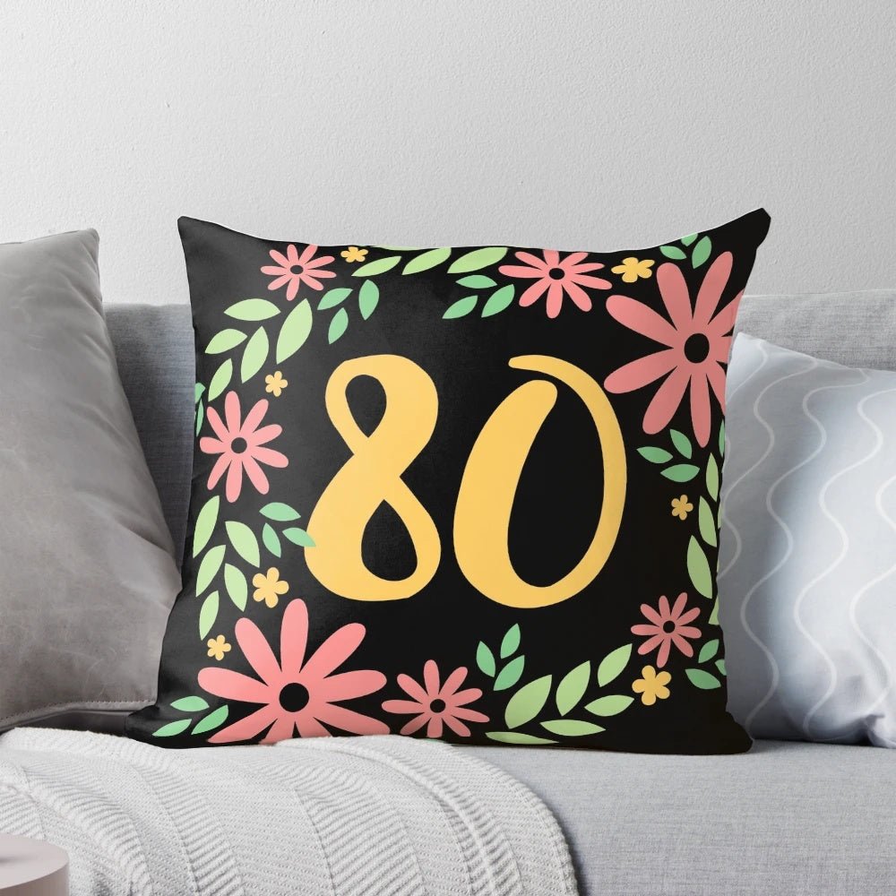 80th Birthday Pillow with Customizable Text