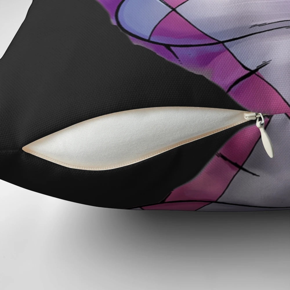 A vibrant pink pillow featuring the beloved Pink Ranger from the classic Power Rangers series.
