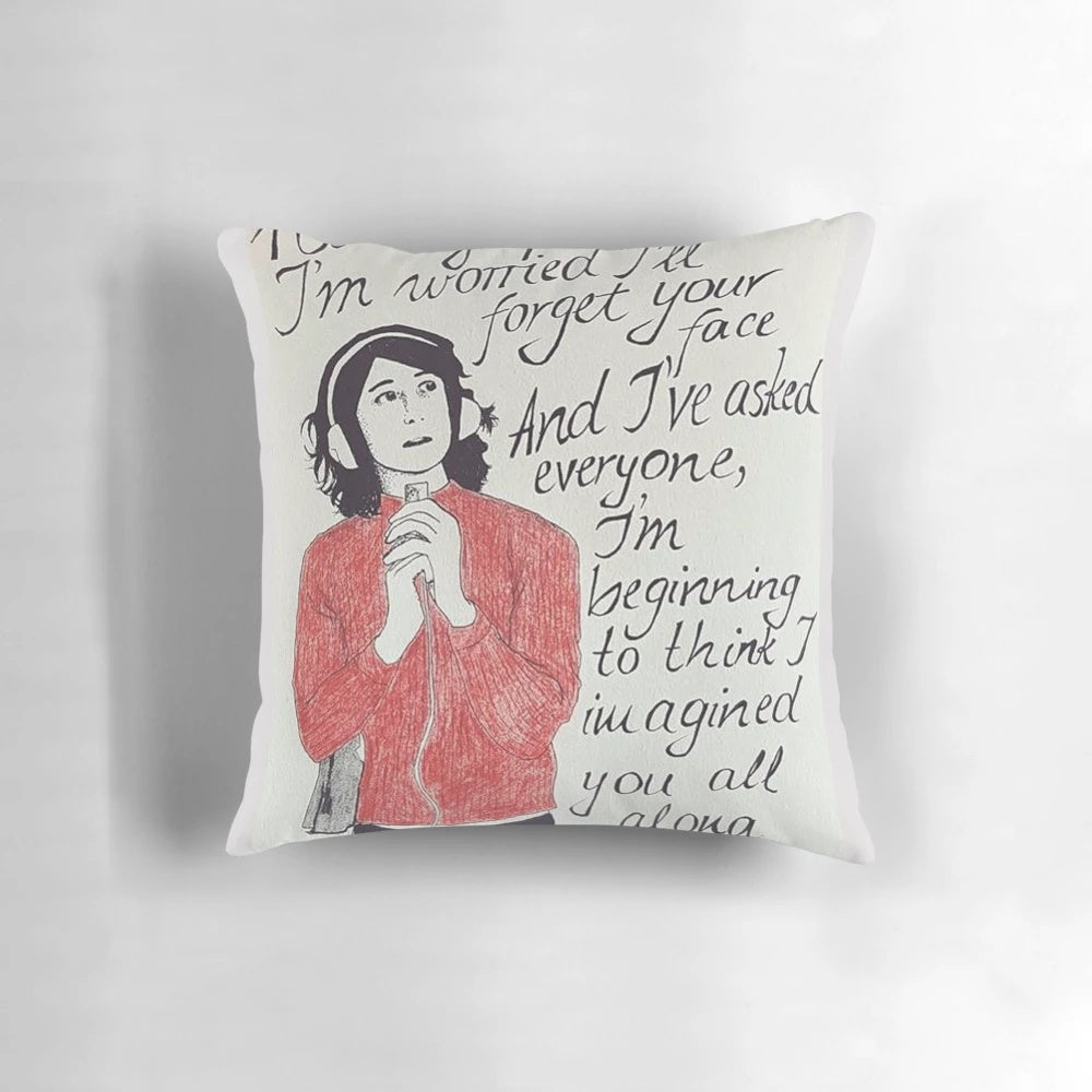 Cozy Arctic Monkeys-inspired pillow featuring Alex Turner's likeness from the Cornerstone song