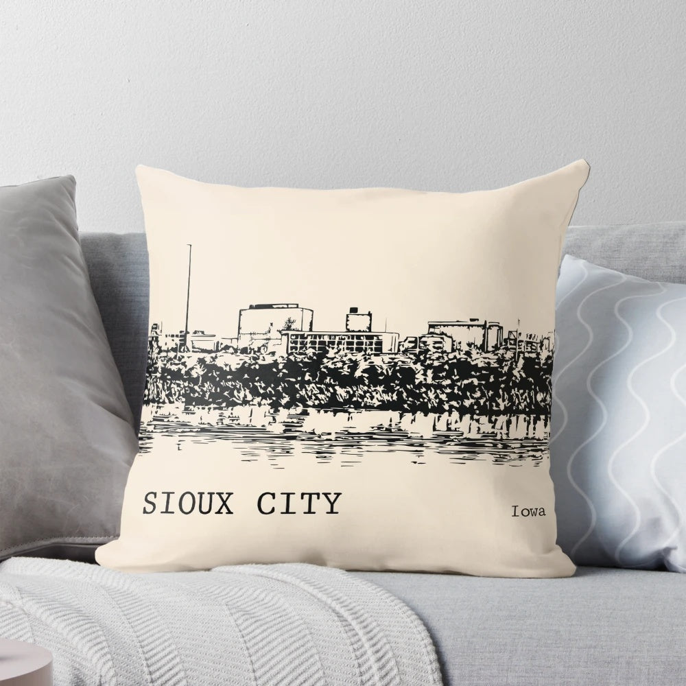 Sioux City, Iowa Skyline Pillow