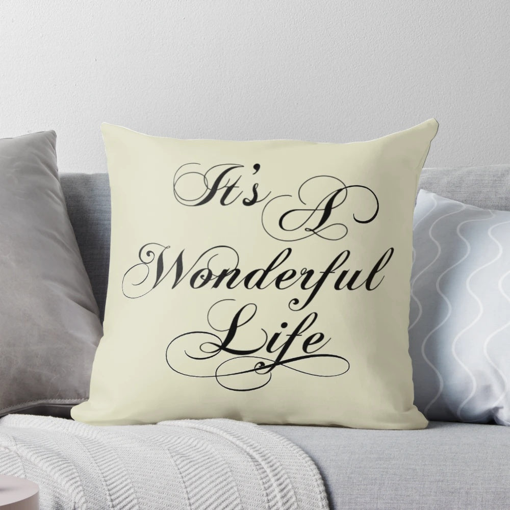 A cozy and nostalgic pillow featuring the beloved characters from the classic Christmas film, "It's a Wonderful Life".
