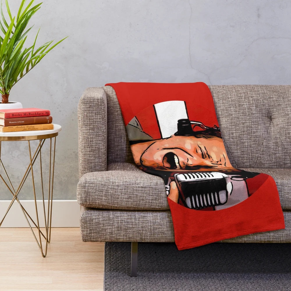 Plush blanket featuring a cartoon image of the comedy legend, Robin Williams