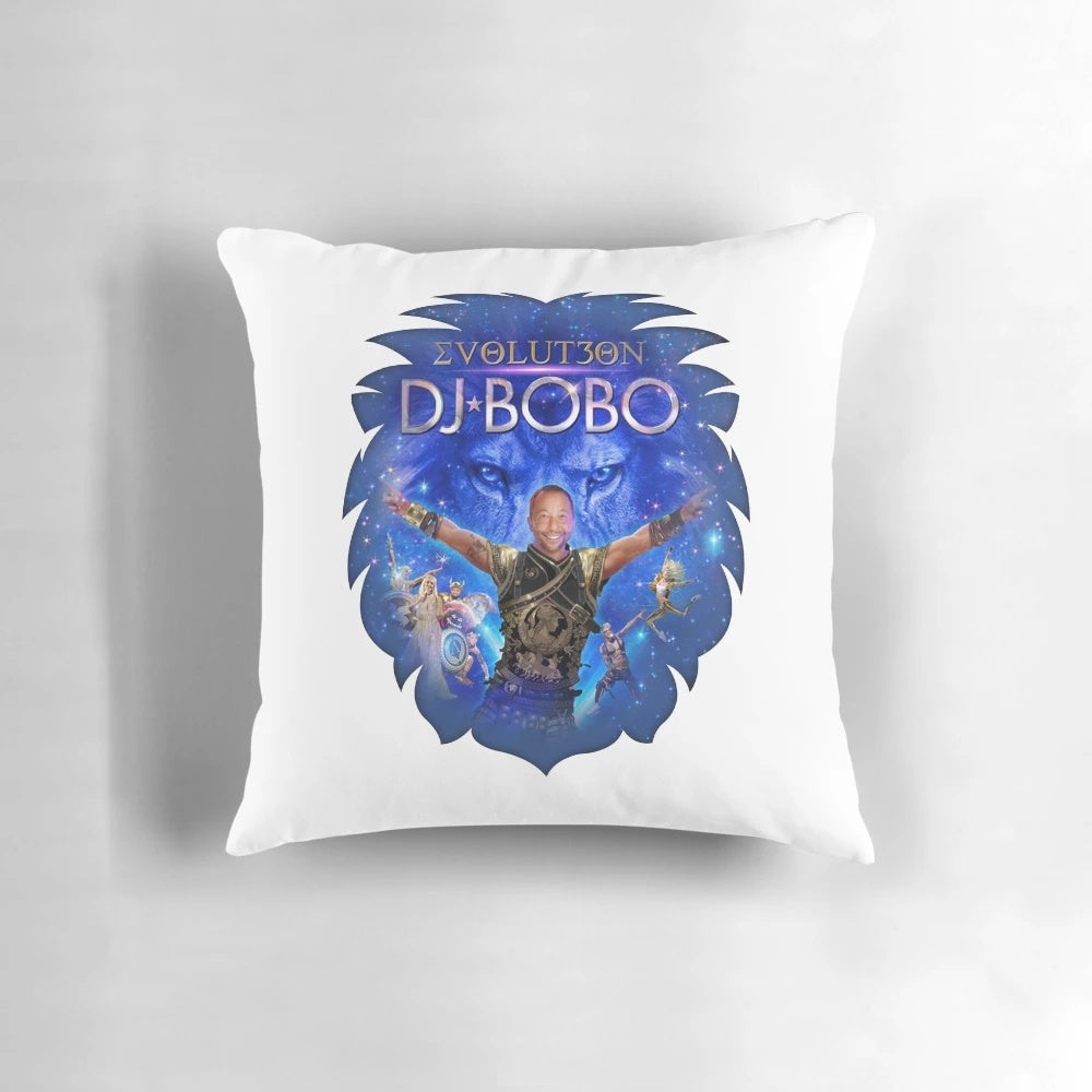 DJ Bobo EVOLUT30N Tour Pillow featuring the iconic DJ Bobo and his music