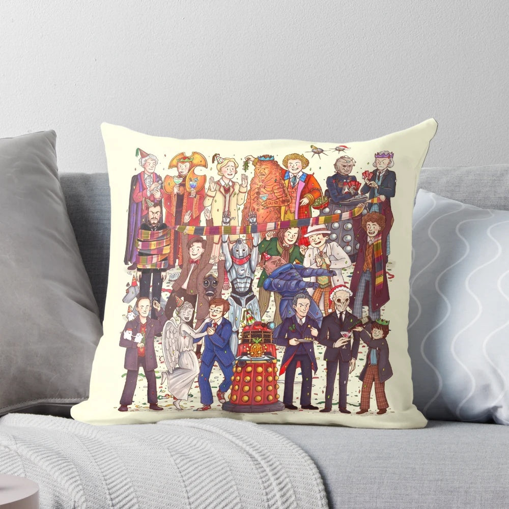 A cozy pillow featuring the Twelfth Doctor from the popular BBC sci-fi series Doctor Who.