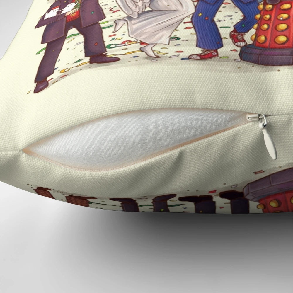 A cozy pillow featuring the Twelfth Doctor from the popular BBC sci-fi series Doctor Who.