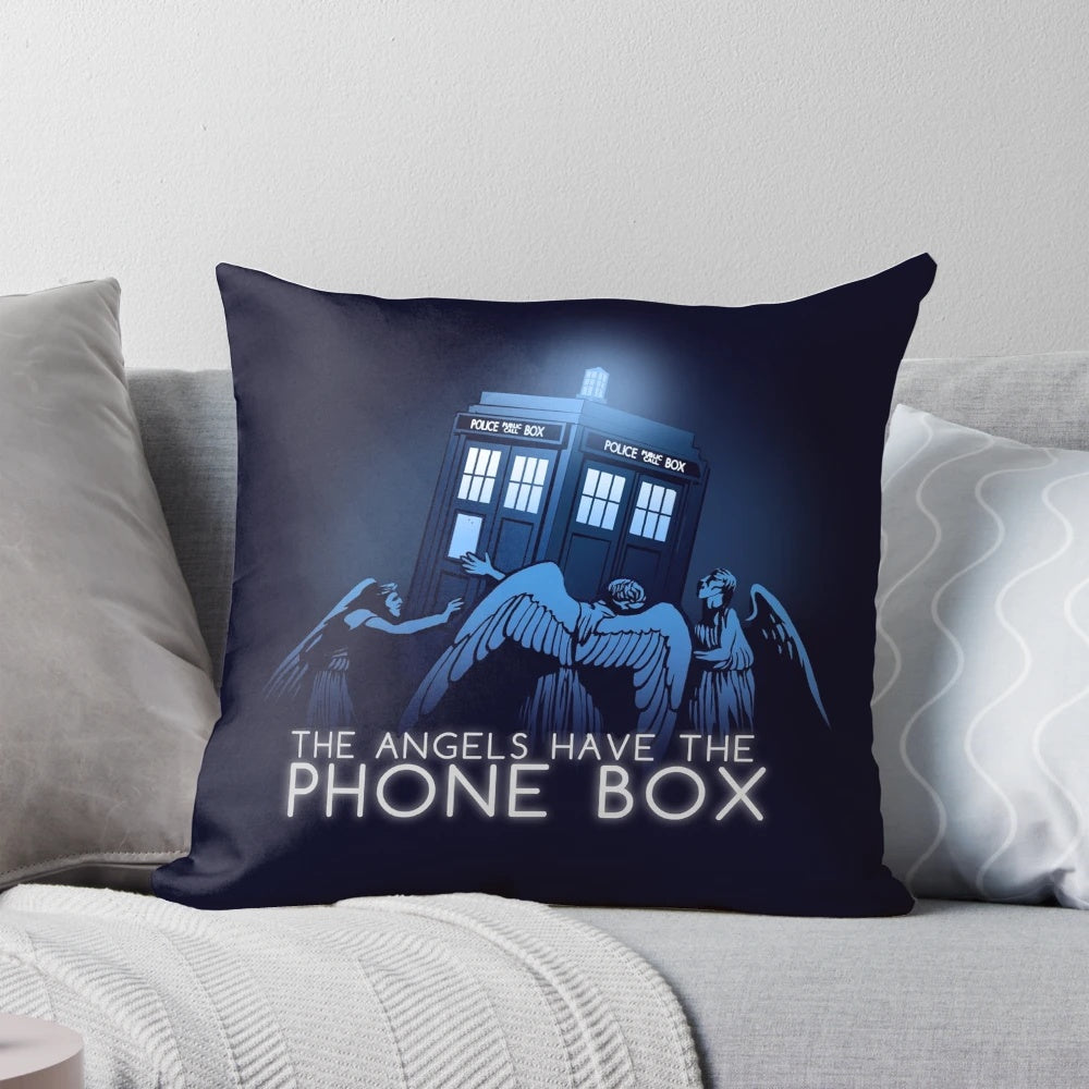 Doctor Who-inspired Tardis pillow featuring artwork by Megan Lara