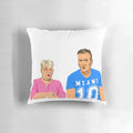 Decorative pillow featuring Jenny and Lee from the hit TV show Gogglebox