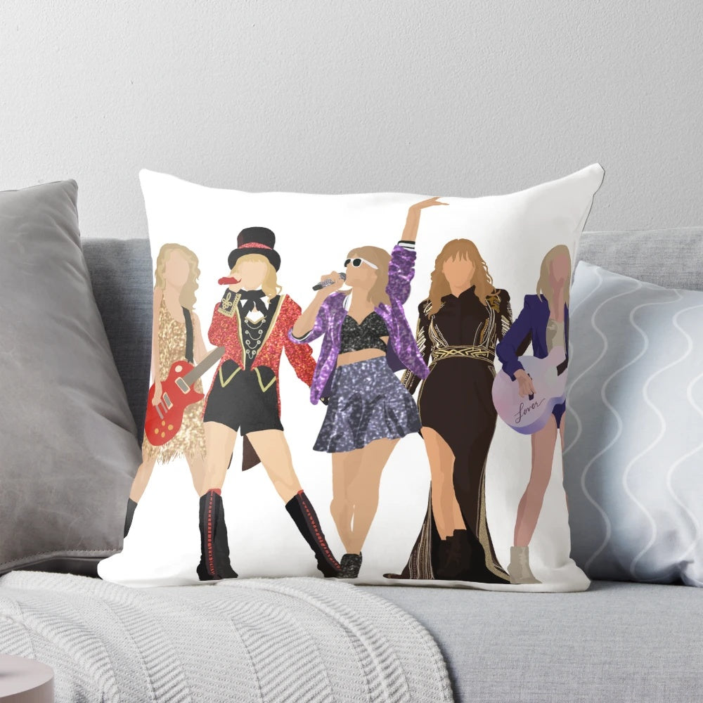 Taylor Swift Eras Lineup Pillow showcasing album covers from her musical journey