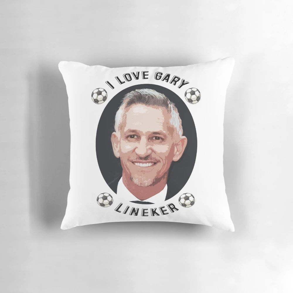 Soft and comfortable pillow featuring an image of Gary Lineker, the iconic football pundit and sports legend.