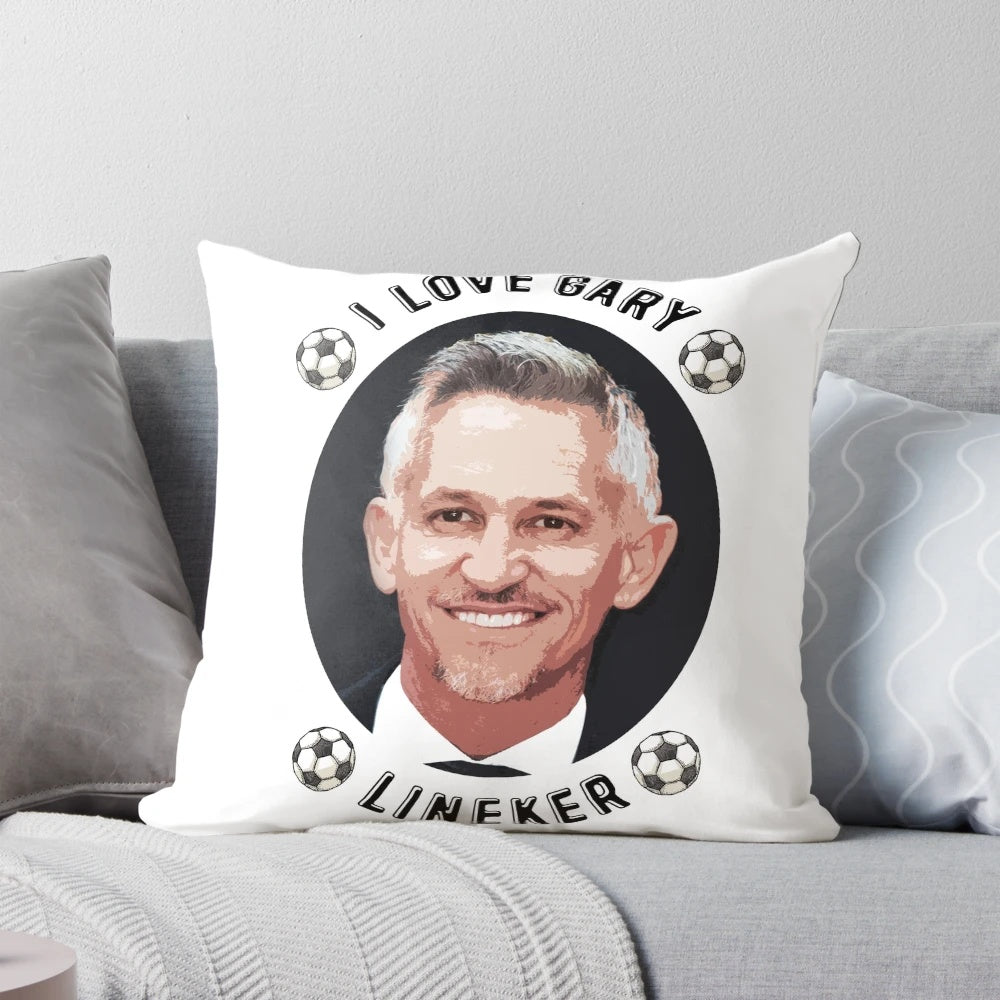 Soft and comfortable pillow featuring an image of Gary Lineker, the iconic football pundit and sports legend.