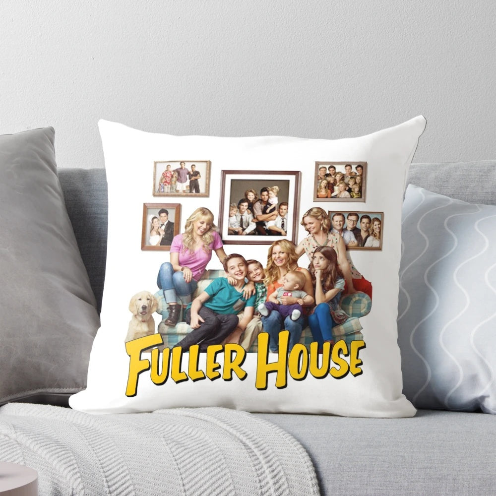 Fuller House cast themed pillow with character names and show logo