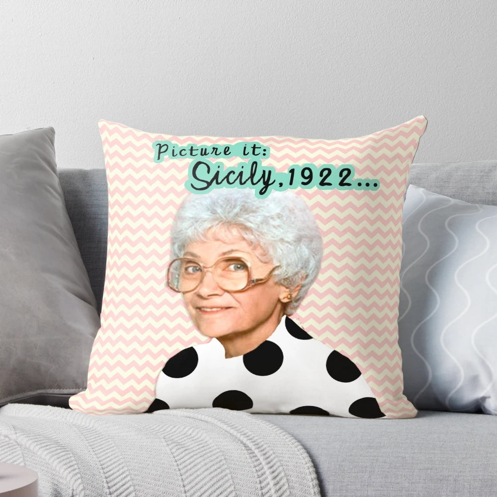 Decorative pillow featuring Sophia Petrillo, a beloved character from the classic TV sitcom Golden Girls