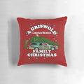 A cozy pillow featuring the iconic station wagon from National Lampoon's Christmas Vacation
