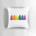 Festive rainbow-colored Christmas tree pillow, perfect for LGBTQ+ pride celebrations.