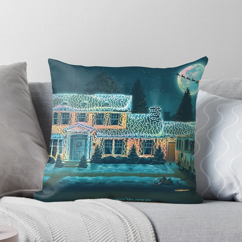 National Lampoon's Christmas Vacation Pillow featuring iconic characters and scenes from the classic holiday comedy movie