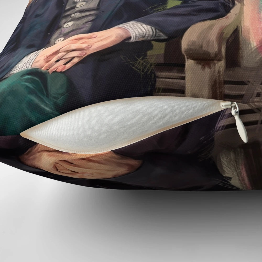 Watson and Sherlock Pillow featuring the iconic detective duo from the BBC Sherlock series