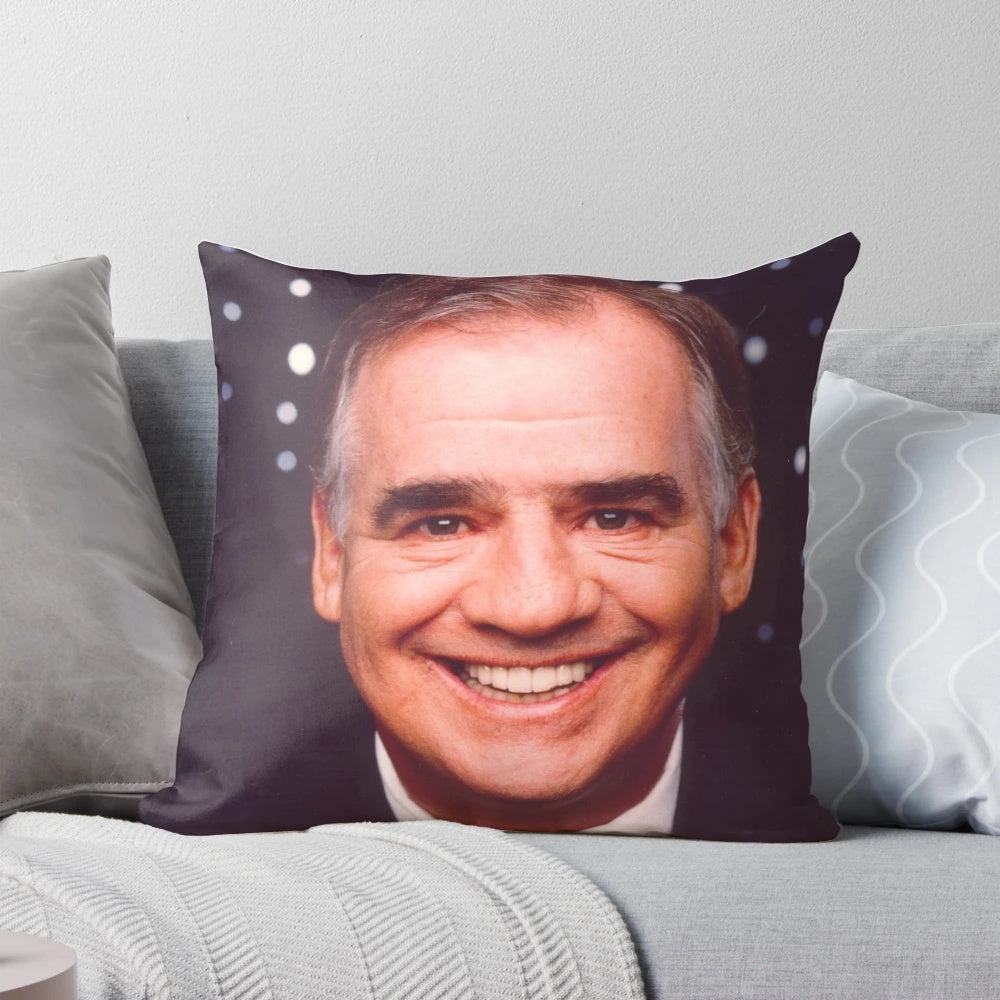 A stylish pillow featuring the image of renowned Irish singer Joe Dolan