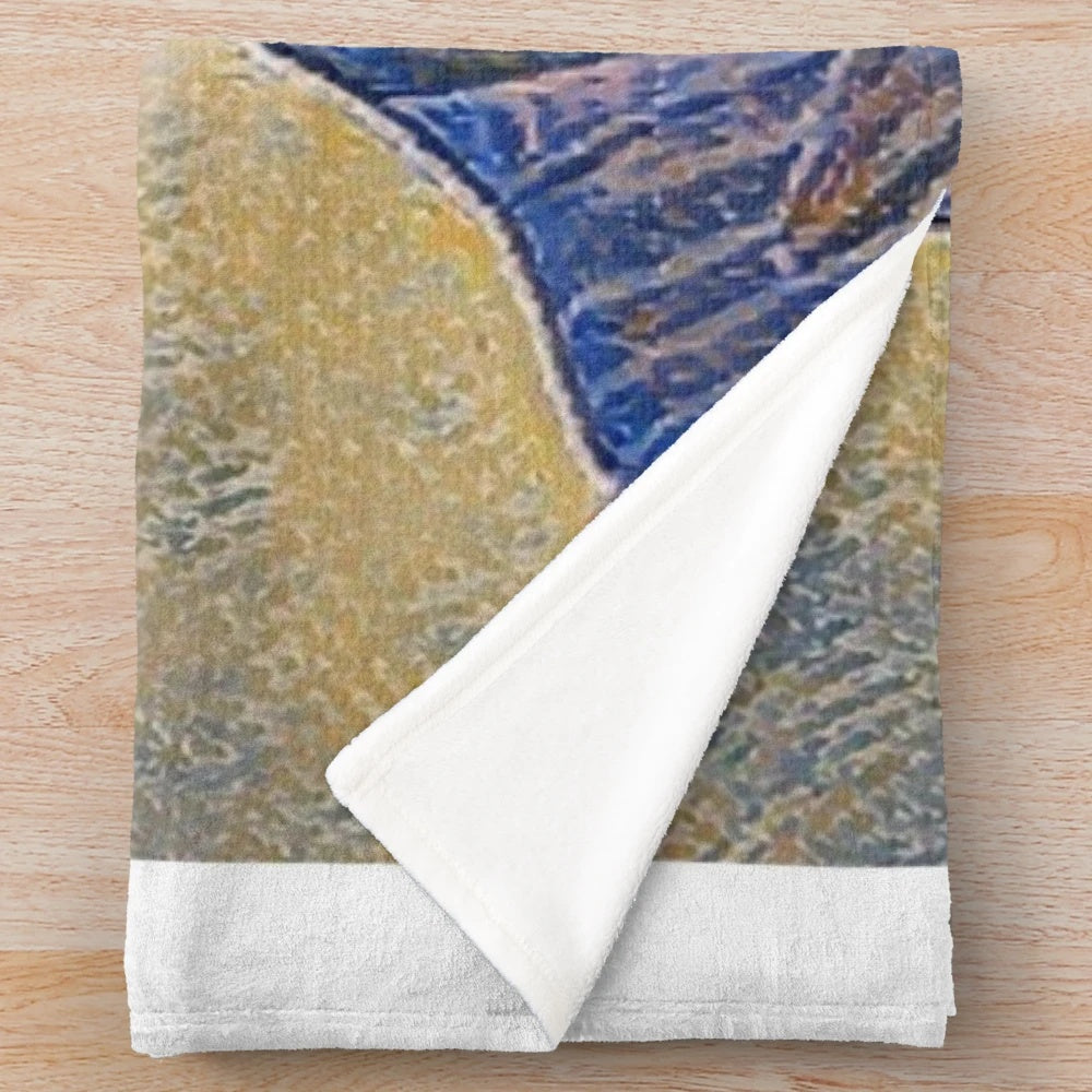 Plush blanket featuring a digital portrait of legendary musician Leonard Cohen