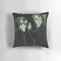 A unique pillow featuring gay icons and the "Most Haunted" TV show, perfect for paranormal enthusiasts.