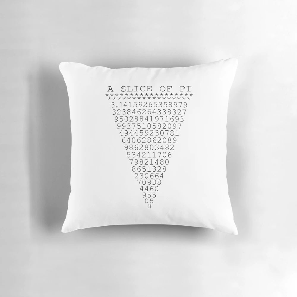 A decorative pillow featuring the pi symbol, perfect for math enthusiasts, teachers, and students.