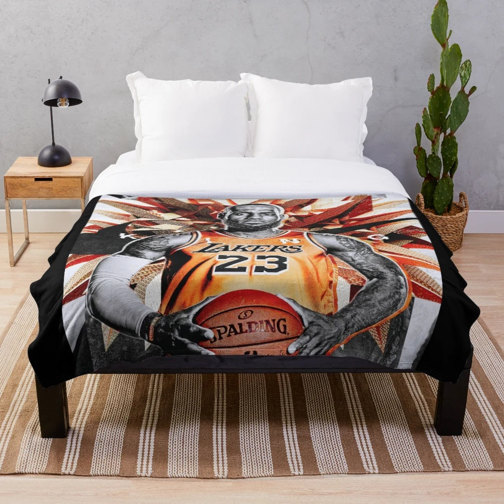 The King James 23 Plush Blanket featuring Lebron James inspired basketball-themed design